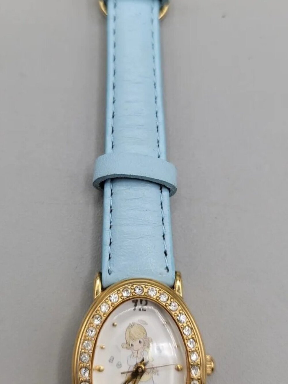 Valdawn Precious Moments 2003 Quartz Watch Rhinestone Bezel 7" Leather Band 22mm - Picture 9 of 15